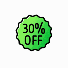 30 % off badge order now Lottie animation