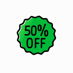 50 % off badge online deal Lottie animation