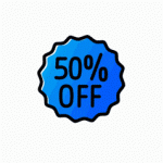 50 % off badge save now Lottie animation