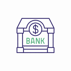 Bank dollar icon Lottie animation