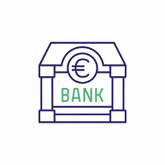 Bank euro icon Lottie animation