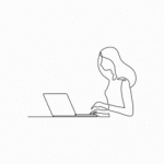 Girl typing laptop Lottie animation